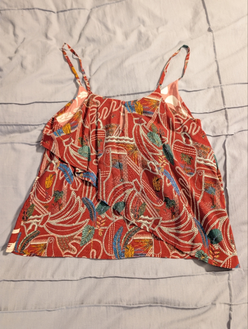 Farm Rio for Anthropologie Toucan Tropical Cropped Cami Tank Viscose Small - Picture 2 of 11